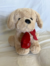 Dan Dee Collectors Choice Beige Dog Red Heart Bow Stuffed Plush
