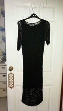 Wallis Black Crohet Dress Size 10 Fully Lined