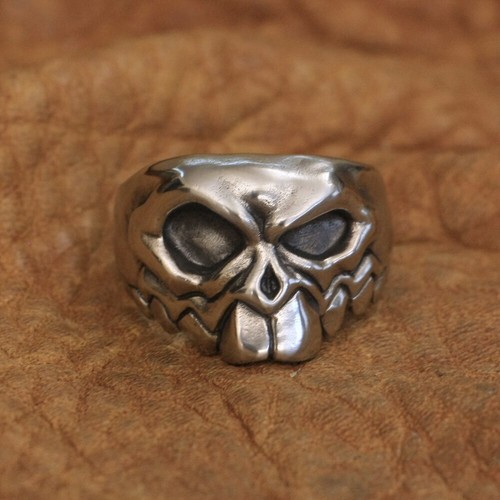 Cupronickel Front Tooth Skull Ring Biker Rock Jewellery CP107C UK Size N½~Z4 - Picture 2 of 27