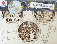 3D Holz Weihnachtsdeko X-Mas 4X Rundes Diorama Winterdeko Plywood Holz Bausatz