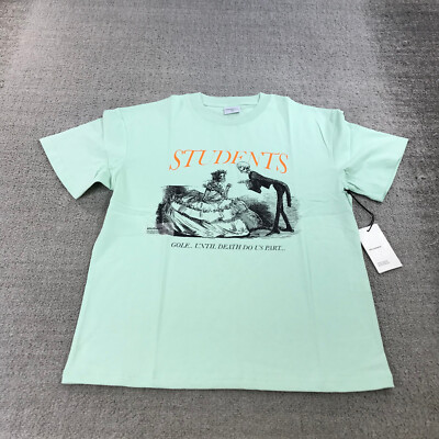 Students Golf Shirt Mens Small Until Death Due Us Apart Blue Orange Skull Grave