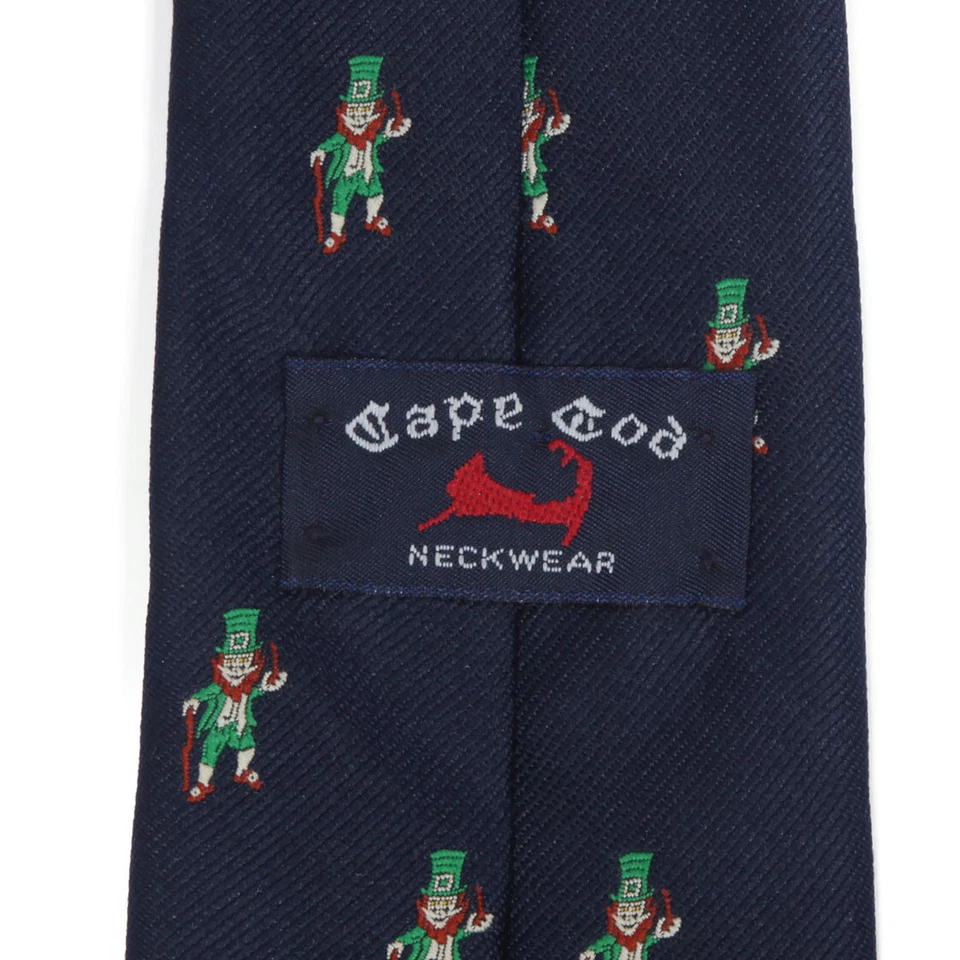 Gravata de pescoço skinny masculina azul marinho irlandesa vintage Leprechaun Lucky St. Patricks Day  - Imagem 4 de 4