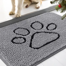 Smiry Dog Door Mat for Muddy Paws, Absorbent Dirt Trapper Non-Slip Washable Mat,