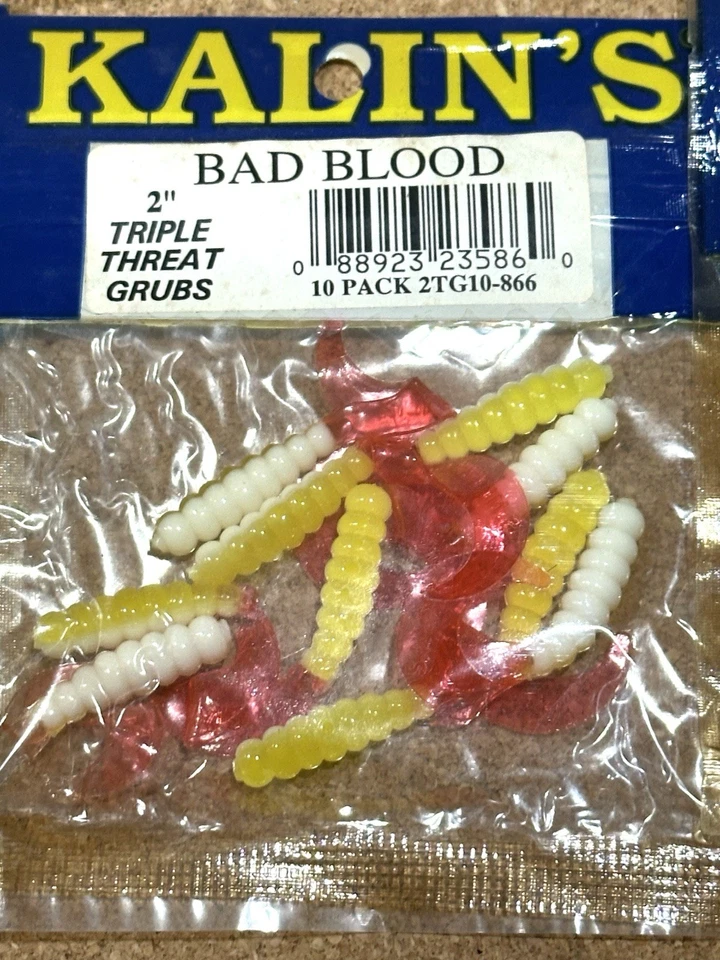 Paquete de 160 larvas de triple amenaza Kalin's de 2" - ¡Mala sangre 16 paquetes! pez trucha Foto 3 de 3