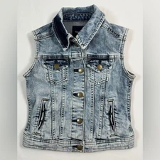 GAPKIDS Girls' Acid Wash Regular Fit Denim Vest Casual Fall Streetwear Size S