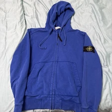 Blue Stone Island Zip Up Hoodie Large Pre-owned