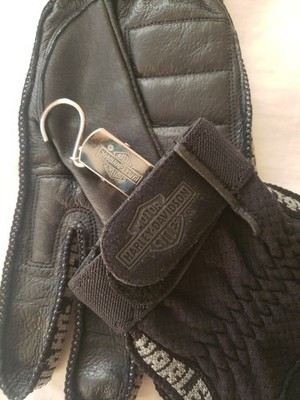 GENUINE Harley-Davidson Men's Leather XL Gloves - 2RXT-H-DMC - w/Clip To Jacket