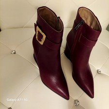 SAM EDELMAN WESLIE BUCKLE WEDGE BOOTIE,ORIGINAL RETAIL 200/HEEL HEIGHT 3.1 INCH