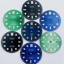 31mm Wave Pattern Watch Dial Green Lume for Nh35 Nh36 Movement Watch Accessories