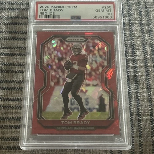 2020 Prizm #255 Tom Brady Red Ice PSA 10 Gem Bucs