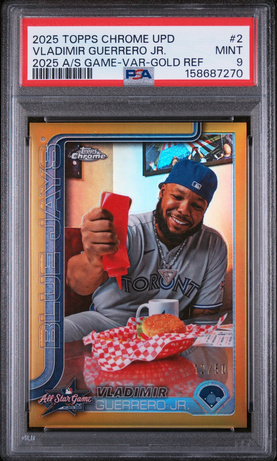 2025 TOPPS CHROME UPDATE 2025 ALL STAR GAME #2 VLADIMIR GUERRERO JR. 12/50 PSA 9