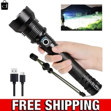90,000 Lumens LED Flashlight - Rechargeable, Waterproof, 5 Modes for Outdoor Use