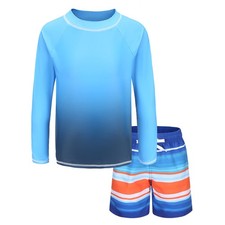 Boys Rash Guard Set Long Sleeve Swim Set Piece Swimsuits Swim Trunks and Swim...