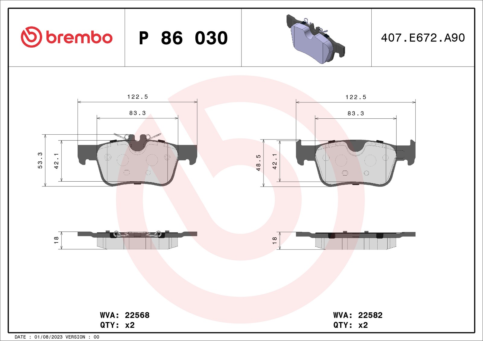 Brembo P86030 Bremsbelagsatz für Scheibenbremse Bremsbelagsatz für Volvo - Bild 5