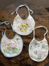 Set Of 3 vtg 1950s Animals BABY BIBS