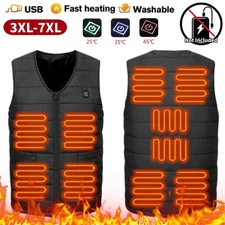 3XL-7XL Electric Heated Vest Men Women USB Charging Heating Thermal Warm Jacket-