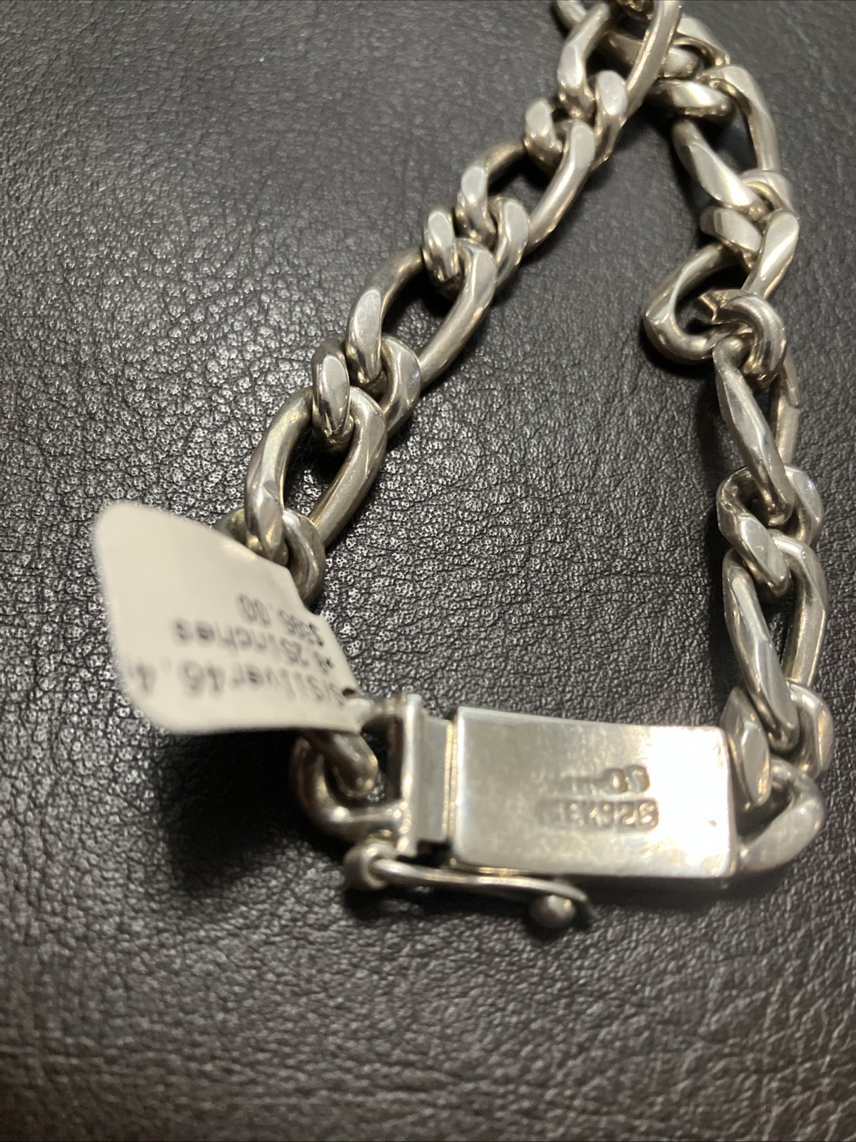 Sterling Silver Solid Figaro Bracelet Mexico 46.4… - image 10