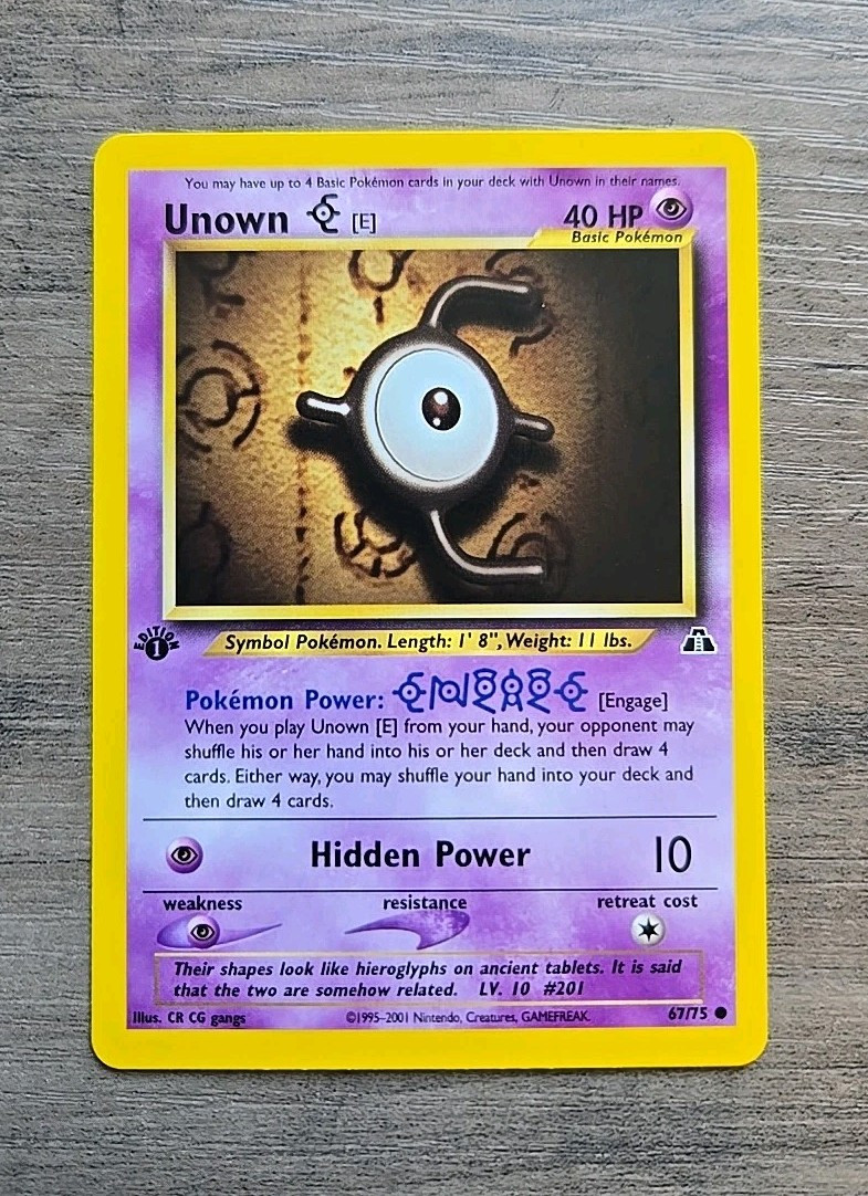 Pokemon TCG Unown E 67/75 1st Edition WOTC Neo Discovery NM