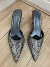 Next Women's Shoes UK 6 Silver Grey Y2K/90s Glittery Kitten Heels