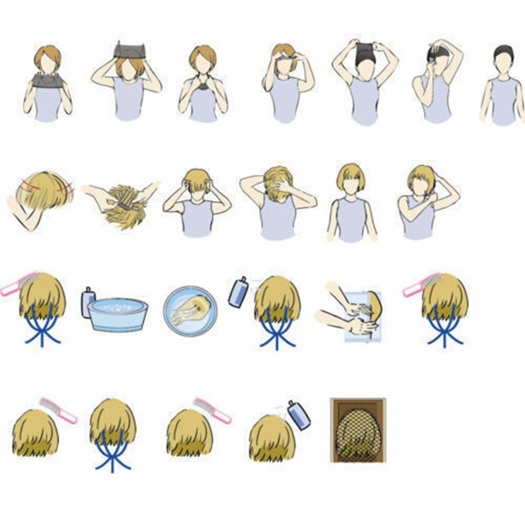 Real Human Hair New Fashion Women's Natural Fluffy Short Blond Wavy Wig 10 Inch