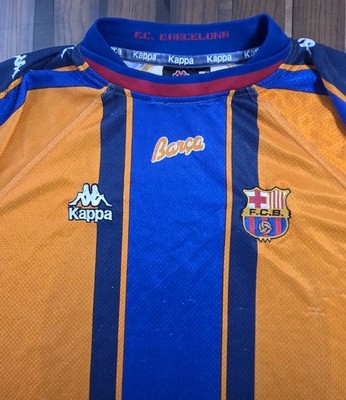 Vintage Kappa FC Barcelona Jersey XL Barca Orange Blue Soccer