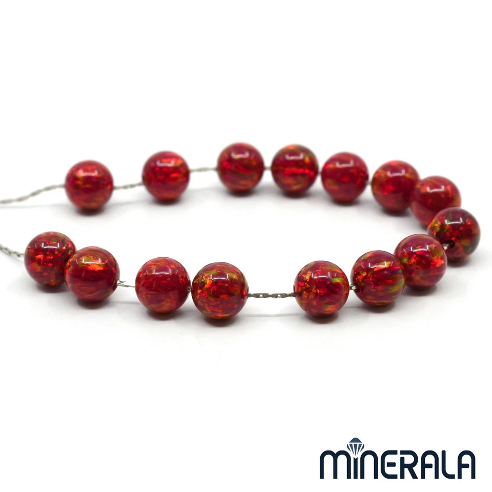 RED LAB CREATED SYNTHETIC OPAL ROUND LOOSE BEADS 3mm-6mm FULL DRILLED WP0280F - Image 4 of 4