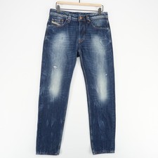 Diesel Larkee-T Jeans Mens 30x32 Blue Distress Regular Tapered Denim Button Fly