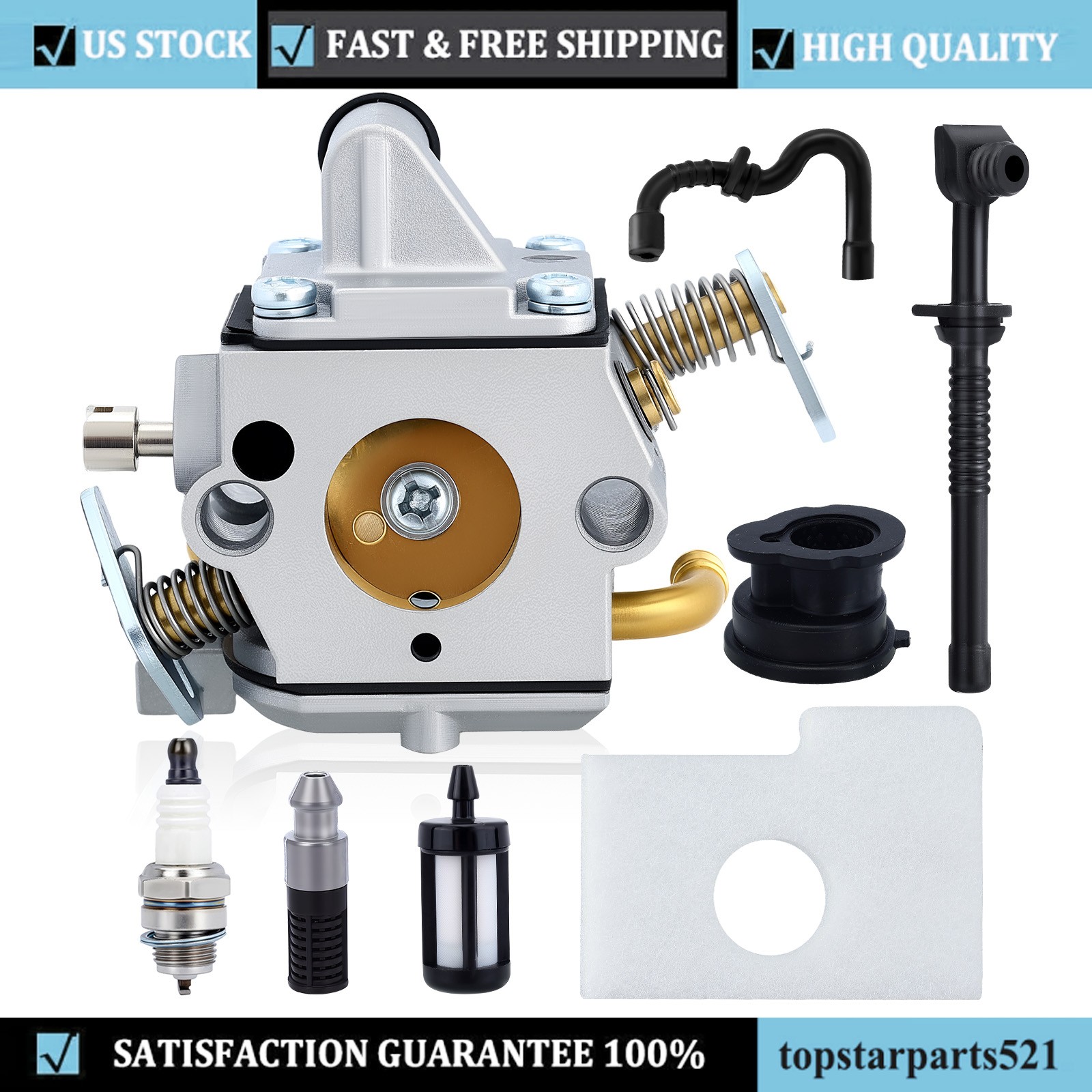 MS170 MS180 Carburetor For Stihl 017 018 C1Q - S57 Chainsaw with Tune Up Kit