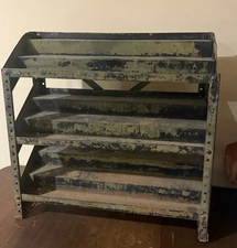 Vintage Industrial Steel Storage Shelf Unit Patina Display Shelf Rack 24”x24”x10