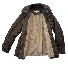 Abrigo utilitario Michael Kors para mujer marrón oscuro - 2 bolsillos delanteros dobles chaqueta talla L