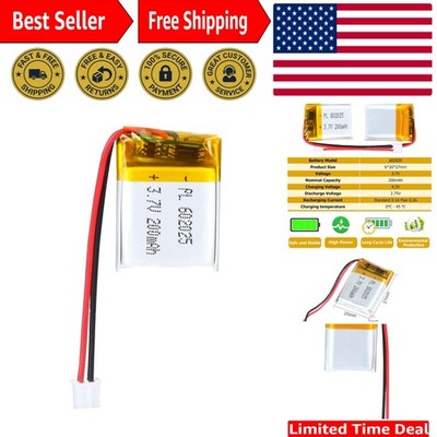 602025 Lithium Polymer Battery 3.7V 200mAh with JST PH2.0mm Connector - Reliable