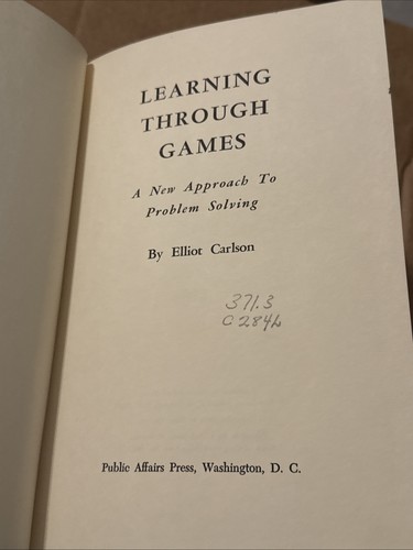 1969 LERNEN DURCH SPIELE Elliot Carlson PROBLEMLÖSUNG Ex Bibliothek HP - Bild 3 von 7