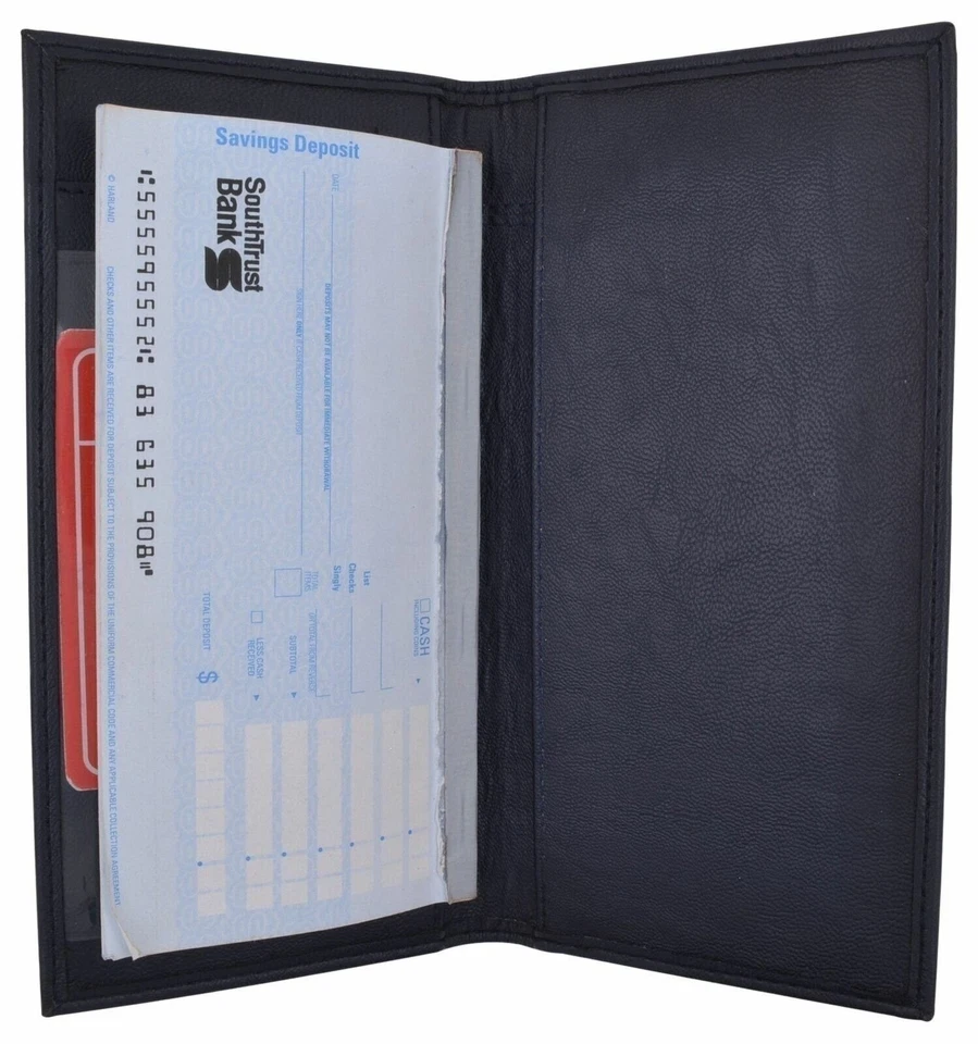 Fundas básicas de cuero PU azul para chequera Foto 4 de 4