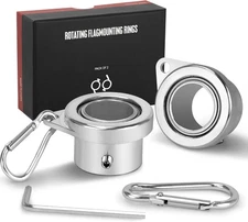 Aluminum Alloy Flagpole Ring Set with Bearings 2 Pack, anti Wrap 360°Rotating Fl