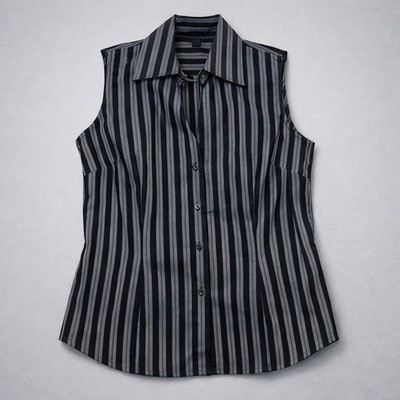Express Design Studio Striped Sleeveless Top Vertical Stripe Split V-Neck darts 