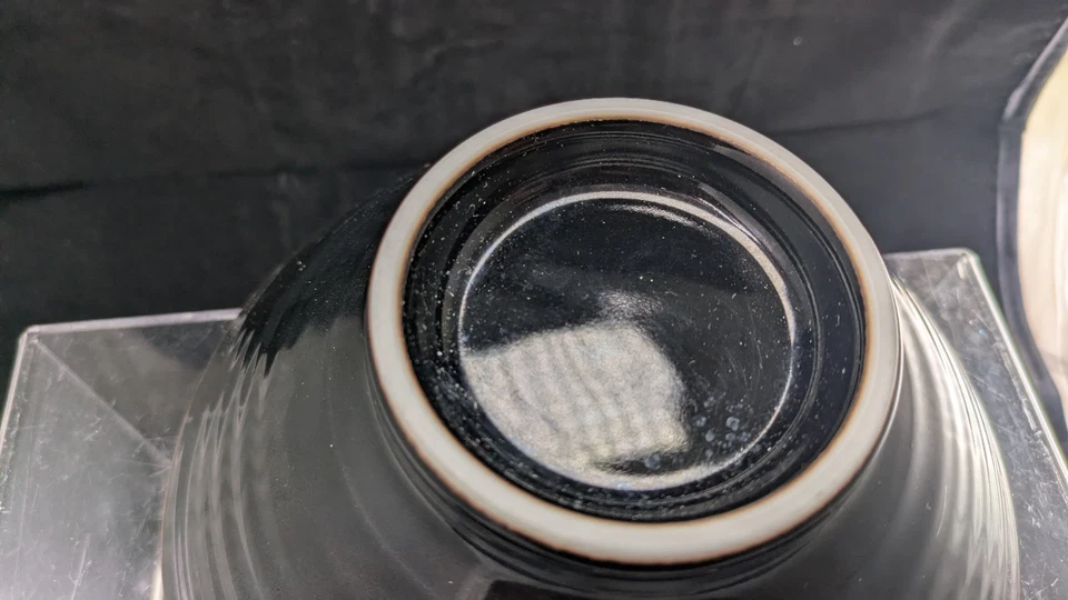 Juego 2) Tazones de arroz de cerámica azul, blanco y negro Foto 4 de 4