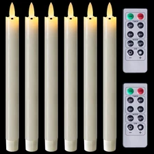 Waxy Flameless Taper Candles with Remote Timer Dimmer, LED Candlesticks Flick...