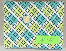 Vtg Feed Sack Open Diamond Patches Teal Green Lime Navy White 52" x 36" Feedsack