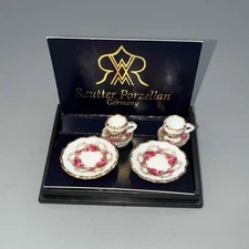 MINIATURE DOLLHOUSE 1:12 SCALE REUTTER ROSEBAND DESSERT SET FOR 2 - 1.365/8