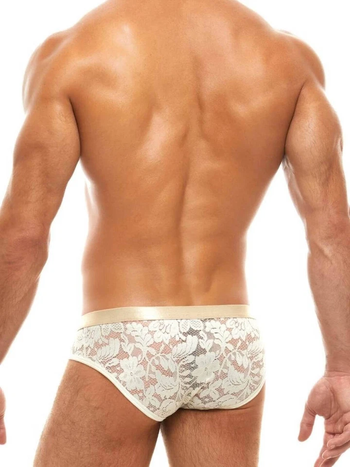 MODUS VIVENDI Floral Lace Men's Designer Lingerie Brief, Black/Ivory - Изображение 4 из 4