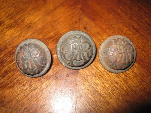 Set 3 Vintage Antique Brass Dome Top GAR Military Uniform Buttons Waterbury