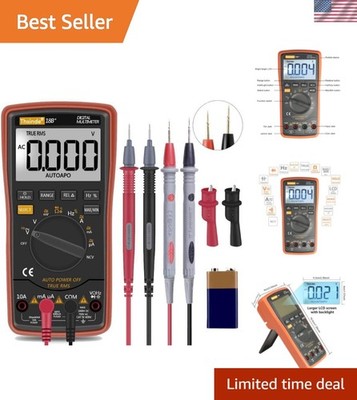 Precision 10-Function Auto Ranging Multimeter with Backlit Display &  Leads