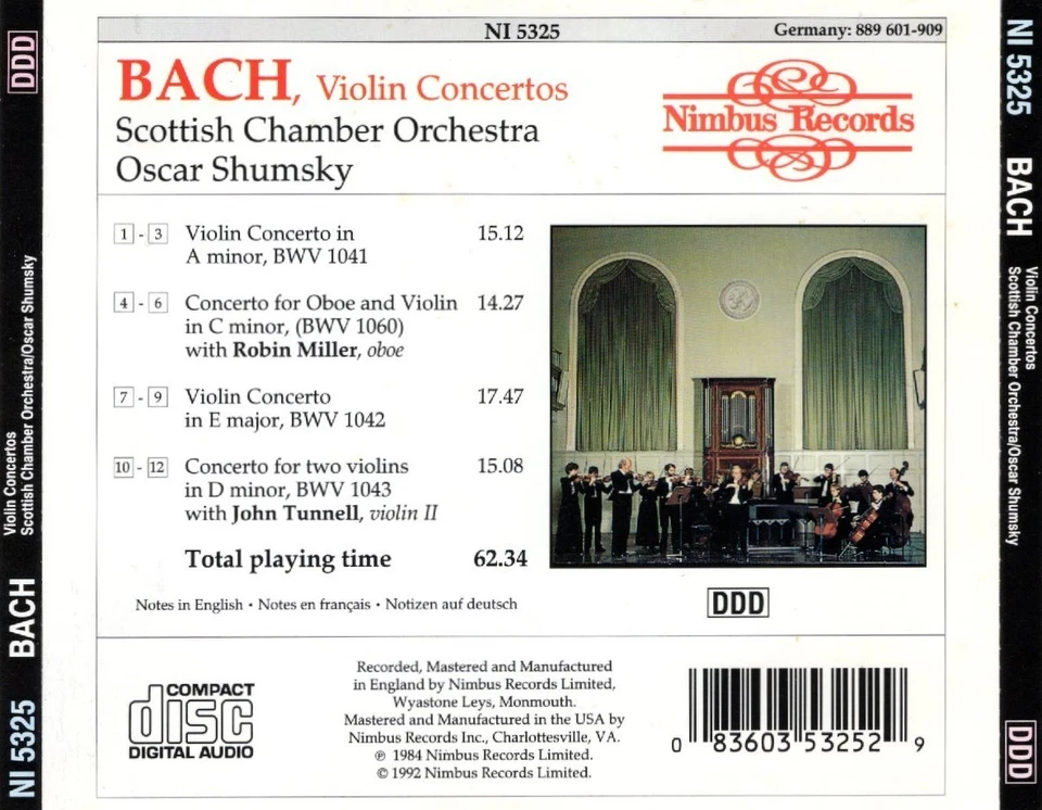 Bach - Violin Concertos / Oscar Shumsky - Image 3 of 3