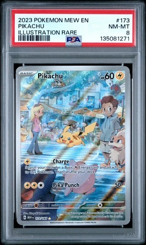2023 POKEMON MEW EN-151 ILLUSTRATION RARE #173 PIKACHU PSA 8