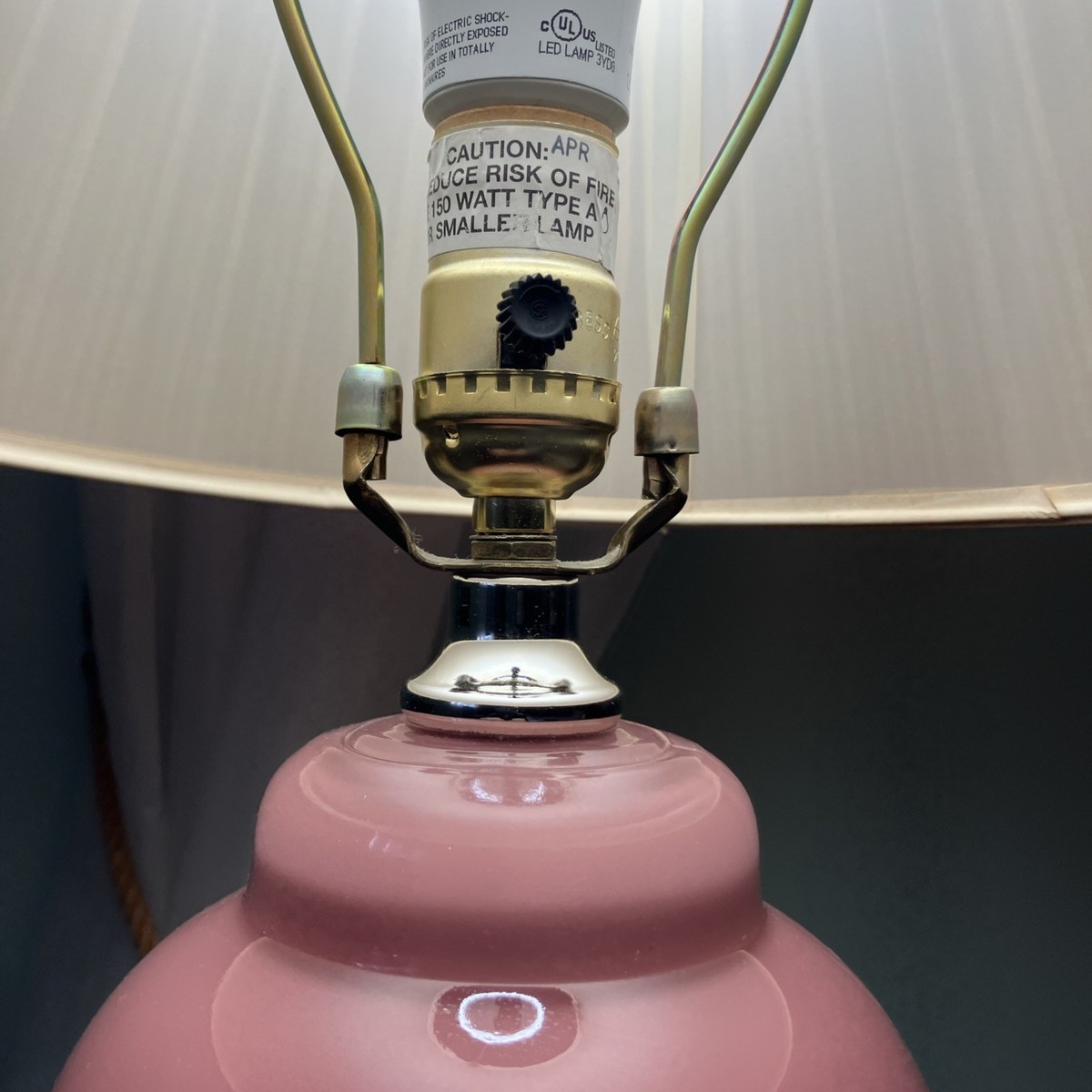 Vintage Pink Glass Ceramic Table Lamp | eBay