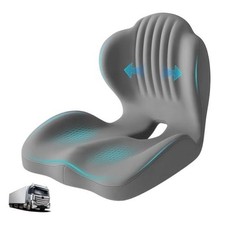 Memory Foam Seat Cushion with Lumbar Support Pillow for Truck Driver, Gray