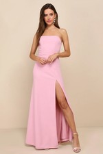 Lulus #451 Night of Compliments Rose Pink Strapless Bustier Maxi Dress