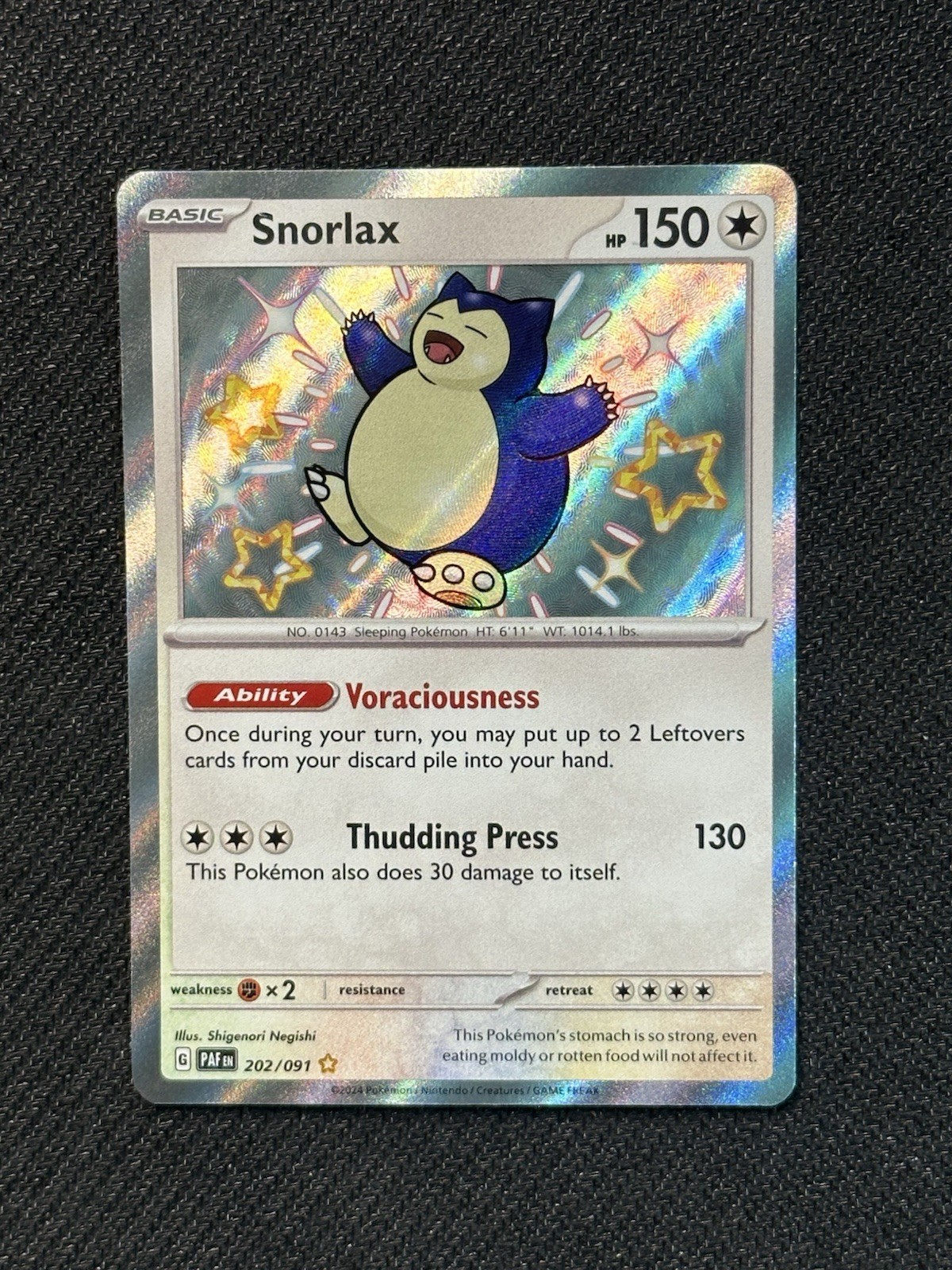 NM Snorlax 202/091 Paldean Fates Holo Pokemon Card