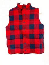 Janie and Jack Buffalo Plaid Boys Snap Front Padded Puffy Cotton Vest Size 10-12