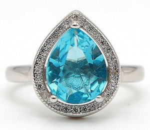 3CT  Aquamarine 925 Solid Sterling Silver Ring Sz 6 U3-6